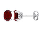 1.90 Carat (ctw) Garnet Oval Stud Earrings in Sterling Silver